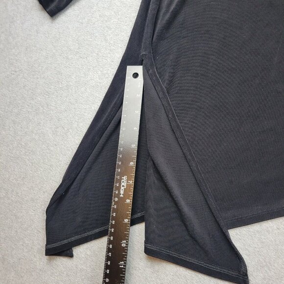 Chicos Travelers Cardigan Sz 3 Asymmetrical Hem Pullover Slinky Stretch Black - Picture 2 of 10